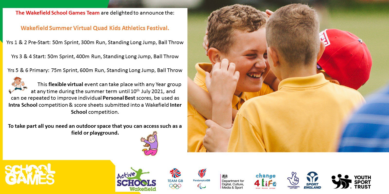 Your School Games Wakefield Summer Virtual Quad Kids Athletics
